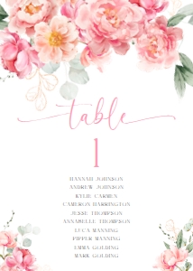 PIP-WHT-9-B3279 - PIPER - WHITE - TABLE NUMBER - GUEST NAMES - 5" x 7": PIP-WHT-9-B3279 - PIPER - WHITE - TABLE NUMBER