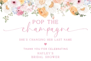 MIL-WHT-6-B3290 - MILLIE - WHITE - POP THE CHAMPAGNE - MINI BOTTLE LABEL - 2" x 3": MIL-WHT-6-B3290 - MILLIE - WHITE - POP THE CHAMPAGNE TAG