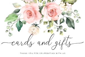 DAR-PNK-7-B1175 - DARCY FLORAL - PINK - CARDS AND GIFTS SIGN - LANDSCAPE - 4" x 6": DAR-PNK-7-B1175 - DARCY FLORAL - PINK - CARDS AND GIFTS SIGN