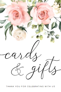 DAR-PNK-7-B1175 - DARCY FLORAL - PINK - CARDS AND GIFTS SIGN - PORTRAIT - 4" x 6: DAR-PNK-7-B1175 - DARCY FLORAL - PINK - CARDS AND GIFTS SIGN