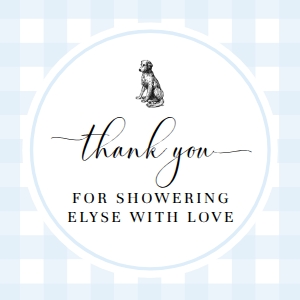 GIN-BLU-6-B3299 - GINGHAM - BLUE DOG - THANK YOU TAG - 1.5" x 1.5": GIN-BLU-6-B3299 - GINGHAM - BLUE DOG - THANK YOU TAG