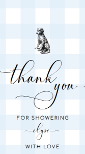 GIN-BLU-6-B3299 - GINGHAM - BLUE DOG - THANK YOU TAG - 5cm x 9cm: GIN-BLU-6-B3299 - GINGHAM - BLUE DOG - THANK YOU TAG