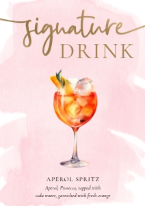 WAT-PNK-7-B3304 - WATERCOLOUR - PINK GOLD - SIGNATURE DRINKS SIGN - A4: WAT-PNK-7-B3304 - WATERCOLOUR - PINK GOLD - SIGNATURE DRINKS SIGN