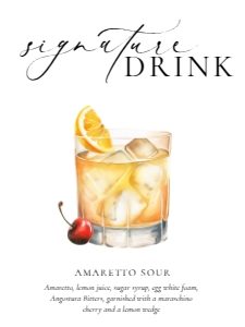 ELE-WHT-7-B3261 - ELLESMERE - WHITE - SIGNATURE DRINK SIGN - 18" x 24": ELE-WHT-7-B3261 - ELLESMERE - WHITE - SIGNATURE DRINK SIGN