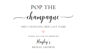 LEY-WHT-6-B3312 - LEYTON SCRIPT - WHITE - POP THE CHAMPAGNE TAG - 2" x 3.5": LEY-WHT-6-B3312 - LEYTON SCRIPT - WHITE - POP THE CHAMPAGNE TAG