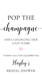 LEY-WHT-6-B3312 - LEYTON SCRIPT - WHITE - POP THE CHAMPAGNE TAG - 5cm x 9cm: LEY-WHT-6-B3312 - LEYTON SCRIPT - WHITE - POP THE CHAMPAGNE TAG