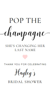 LEY-WHT-6-B3312 - LEYTON SCRIPT - WHITE - POP THE CHAMPAGNE TAG - 2" x 3.5": LEY-WHT-6-B3312 - LEYTON SCRIPT - WHITE - POP THE CHAMPAGNE TAG