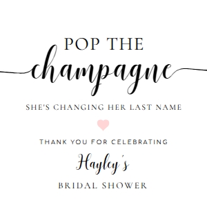 LEY-WHT-6-B3312 - LEYTON SCRIPT - WHITE - POP THE CHAMPAGNE TAG - 5cm x 5cm: LEY-WHT-6-B3312 - LEYTON SCRIPT - WHITE - POP THE CHAMPAGNE TAG