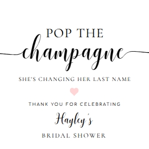 LEY-WHT-6-B3312 - LEYTON SCRIPT - WHITE - POP THE CHAMPAGNE TAG - 2" x 2": LEY-WHT-6-B3312 - LEYTON SCRIPT - WHITE - POP THE CHAMPAGNE TAG