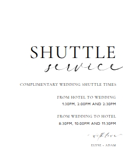 ELE-WHT-7-B3322 - ELLESMERE - WHITE - SHUTTLE SERVICE SIGN - 8" x 10": ELE-WHT-7-B3322 - ELLESMERE - WHITE - SHUTTLE SERVICE SIGN