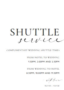 ELE-WHT-7-B3322 - ELLESMERE - WHITE - SHUTTLE SERVICE SIGN - A4: ELE-WHT-7-B3322 - ELLESMERE - WHITE - SHUTTLE SERVICE SIGN