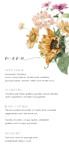 MEW-WHT-12-B3339 - MEWS FLORAL - WHITE - MENU - DL: MEW-WHT-12-B3339 - MEWS FLORAL - WHITE - MENU