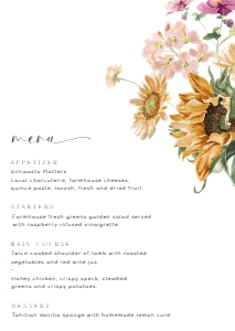 MEW-WHT-12-B3339 - MEWS FLORAL - WHITE - MENU - A6: MEW-WHT-12-B3339 - MEWS FLORAL - WHITE - MENU