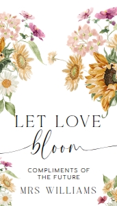 MEW-WHT-6-B3342 - MEWS FLORAL - WHITE - LET LOVE BLOOM TAG - 2" x 3.5": MEW-WHT-7-B2156 - MEWS FLORAL - WHITE - FLOWER BAR SIGN