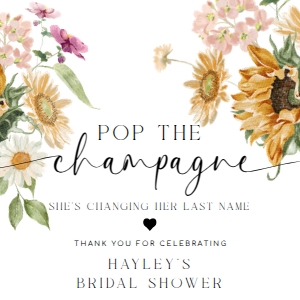 MEW-WHT-6-B3358 - MEWS FLORAL - WHITE - POP THE CHAMPAGNE TAG - 2.5" x 2.5": MEW-WHT-6-B3358 - MEWS FLORAL - WHITE - POP THE CHAMPAGNE TAG