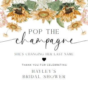 MEW-WHT-6-B3358 - MEWS FLORAL - WHITE - POP THE CHAMPAGNE TAG - 2.5" x 2.5": MEW-WHT-6-B3358 - MEWS FLORAL - WHITE - POP THE CHAMPAGNE TAG