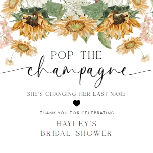 MEW-WHT-6-B3358 - MEWS FLORAL - WHITE - POP THE CHAMPAGNE TAG - 3" x 3": MEW-WHT-6-B3358 - MEWS FLORAL - WHITE - POP THE CHAMPAGNE TAG