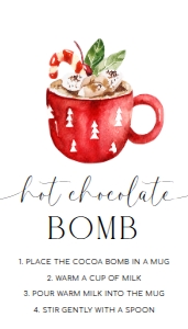 NUT-WHT-6-B3364 - NUTMEG NOEL - WHITE - HOT CHOCOLATE TAG - 2" x 3.5": NUT-WHT-6-B3364 - NUTMEG NOEL - WHITE - HOT CHOCOLATE TAG