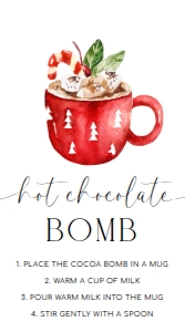 NUT-WHT-6-B3364 - NUTMEG NOEL - WHITE - HOT CHOCOLATE TAG - 5cm x 9cm: NUT-WHT-6-B3364 - NUTMEG NOEL - WHITE - HOT CHOCOLATE TAG