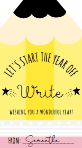 PNC-YEL-6-B3365 - PENCIL - YELLOW - START THE YEAR WRITE TAG - 5cm x 9cm: PNC-YEL-6-B3365 - PENCIL - YELLOW - START THE YEAR WRITE TAG