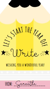 PNC-YEL-6-B3365 - PENCIL - YELLOW - START THE YEAR WRITE TAG - 2" x 3.5": PNC-YEL-6-B3365 - PENCIL - YELLOW - START THE YEAR WRITE TAG