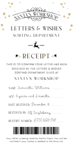 SAW-WHT-24-B3380 - SANTAS WORKSHOP - WHITE - LETTER TO SANTA RECEIPT - 4" x 8": SAW-WHT-24-B3380 - SANTAS WORKSHOP - WHITE - LETTER TO SANTA RECEIPT