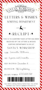 SAW-RED-24-B3380 - SANTAS WORKSHOP - RED - LETTER TO SANTA RECEIPT - DL: SAW-RED-24-B3380 - SANTAS WORKSHOP - RED - LETTER TO SANTA RECEIPT