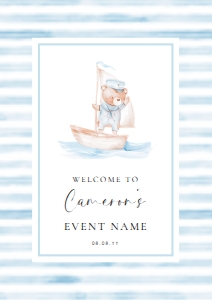 SBR-BLW-3-B3388 - SAILOR BEAR - BLUE WHITE - WELCOME SIGN - A1: SBR-BLW-3-B3388 - SAILOR BEAR - BLUE WHITE - WELCOME SIGN