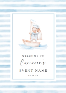 SBR-BLW-3-B3388 - SAILOR BEAR - BLUE WHITE - WELCOME SIGN - A2: SBR-BLW-3-B3388 - SAILOR BEAR - BLUE WHITE - WELCOME SIGN