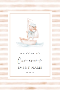 SBR-TAN-3-B3388 - SAILOR BEAR - TAN - WELCOME SIGN - 24" x 36": SBR-TAN-3-B3388 - SAILOR BEAR - TAN - WELCOME SIGN