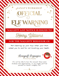 STR-RED-24-B3407 - STRIPE - RED - ELF WARNING LETTER - 8" x 10": STR-RED-24-B3407 - STRIPE - RED - ELF WARNING LETTER