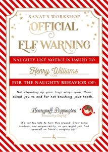 STR-RED-24-B3407 - STRIPE - RED - ELF WARNING LETTER - 5" x 7": STR-RED-24-B3407 - STRIPE - RED - ELF WARNING LETTER