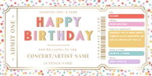 DOT-MLT-14-B2863 - DOT - MULTI - CONCERT GIFT CERTIFICATE - 3" x 6": DOT-MLT-14-B2863 - DOT - MULTI - CONCERT GIFT CERTIFICATE