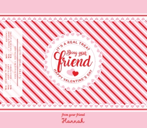 VAL-RPK-6-B3438 - VALENTINE - RED PINK - REAL TREAT VALENTINE'S DAY WRAPPER - 5.25" x 6": VAL-RPK-6-B3438 - VALENTINE - RED PINK - REAL TREAT VALENTINE'S DAY WRAPPER