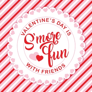 VAL-RPK-6-B3445 - VALENTINE - RED PINK - SMORE FUN TAG - 2" x 2": VAL-RPK-6-B3445 - VALENTINE - RED PINK - SMORE FUN TAG