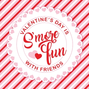 VAL-RPK-6-B3445 - VALENTINE - RED PINK - SMORE FUN TAG - 2.5" x 2.5": VAL-RPK-6-B3445 - VALENTINE - RED PINK - SMORE FUN TAG