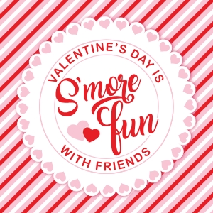 VAL-RPK-6-B3445 - VALENTINE - RED PINK - SMORE FUN TAG - 5cm x 5cm: VAL-RPK-6-B3445 - VALENTINE - RED PINK - SMORE FUN TAG