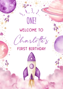 SPA-PUR-3-B2984 - SPACE - PURPLE - WELCOME SIGN - A1: SPA-PUR-3-B2984 - SPACE - PURPLE - WELCOME SIGN