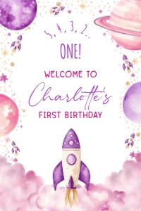 SPA-PUR-3-B2984 - SPACE - PURPLE - WELCOME SIGN - 24" x 36": SPA-PUR-3-B2984 - SPACE - PURPLE - WELCOME SIGN