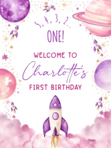 SPA-PUR-3-B2984 - SPACE - PURPLE - WELCOME SIGN - 18" x 24": SPA-PUR-3-B2984 - SPACE - PURPLE - WELCOME SIGN