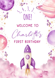 SPA-PUR-3-B2984 - SPACE - PURPLE - WELCOME SIGN - A2: SPA-PUR-3-B2984 - SPACE - PURPLE - WELCOME SIGN