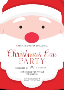 SAN-RED-1-B3453 - SANTA - RED - CHRISTMAS PARTY INVITATION - 5" x 7": SAN-RED-1-B3453 - SANTA - RED - CHRISTMAS PARTY INVITATION
