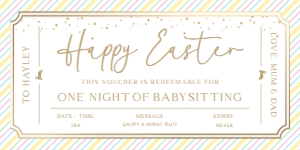 EAS-MLT-14-B3477 - EASTER - MULTI - BABYSITTING VOUCHER - 4" x 8": EAS-MLT-14-B3477 - EASTER - MULTI - BABYSITTING VOUCHER