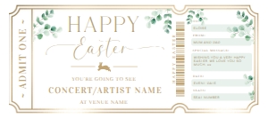 FER-GRE-14-B3480 - FERRAS - GREEN - EASTER CONCERT GIFT CERTIFICATE - 4" x 9": FER-GRE-14-B3480 - FERRAS - GREEN - EASTER CONCERT GIFT CERTIFICATE
