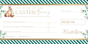 FER-GRE-14-B3482 - FERRAS - GREEN - EASTER CHEQUE CERTIFICATE - 4" x 8": FER-GRE-14-B3482 - FERRAS - GREEN - EASTER CHEQUE CERTIFICATE