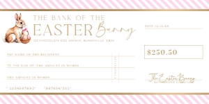 STR-PNK-14-B3483 - STRIPE - PINK - EASTER CHEQUE CERTIFICATE - 4" x 8": STR-PNK-14-B3483 - STRIPE - PINK - EASTER CHEQUE CERTIFICATE