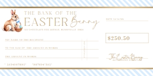 STR-BLU-14-B3483 - STRIPE - BLUE - EASTER CHEQUE CERTIFICATE - 4" x 8": STR-BLU-14-B3483 - STRIPE - BLUE - EASTER CHEQUE CERTIFICATE