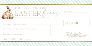 STR-GRE-14-B3483 - STRIPE - GREEN - EASTER CHEQUE CERTIFICATE - 4" x 8": STR-GRE-14-B3483 - STRIPE - GREEN - EASTER CHEQUE CERTIFICATE