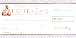 STR-PUR-14-B3483 - STRIPE - PURPLE - EASTER CHEQUE CERTIFICATE - 4" x 8": STR-PUR-14-B3483 - STRIPE - PURPLE - EASTER CHEQUE CERTIFICATE