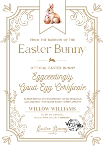 EAS-WHT-24-B3126 - EASTER - WHITE - GOOD EGG CERTIFICATE - A4: EAS-WHT-24-B3487 - EASTER - WHITE - LETTER FROM THE EASTER BUNNY